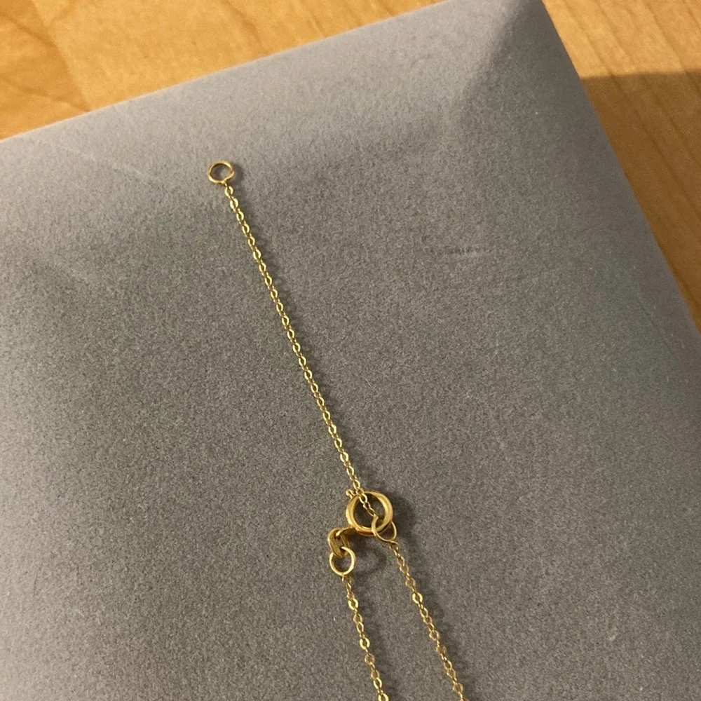 14k solid yellow gold Y necklace 18” -20” adjustable - Picture 4 of 10